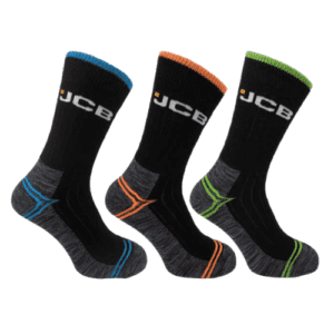 JCB HI-VIS Work Socks 3-pack (Size UK 6-8.5) Maximum Visibility