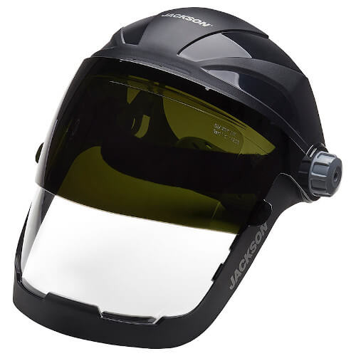JACKSON QUAD 500™ Shade 5 Flip Face Shield (14230) Shaded Visor Down