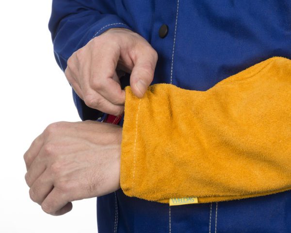 leather welding sleeve wrist view