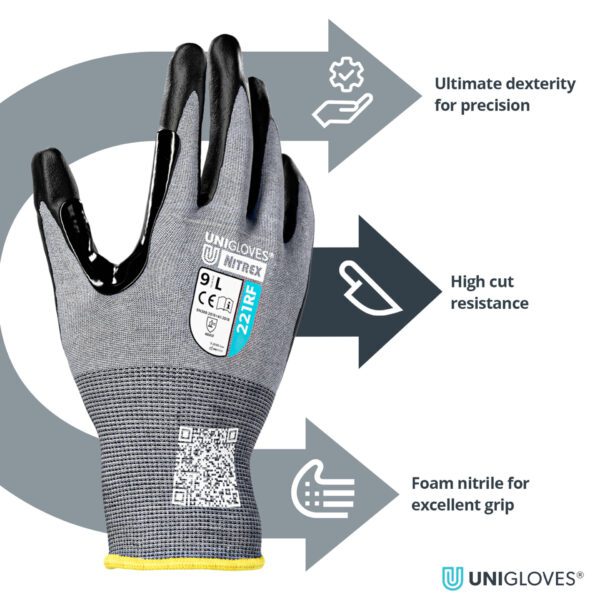 Cut F Glove - Uniglove Nitrex 221RF Ultra Thin - Image 3