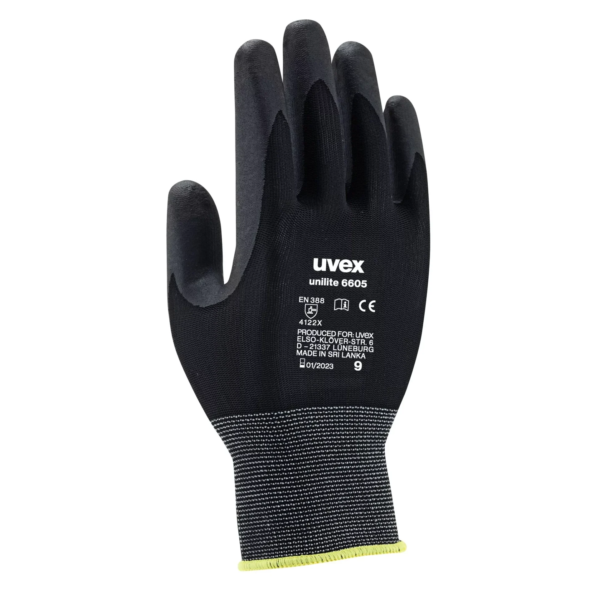 Uvex Unilite 6605 Safety Glove - Nitrile Foam Coating - Image 2